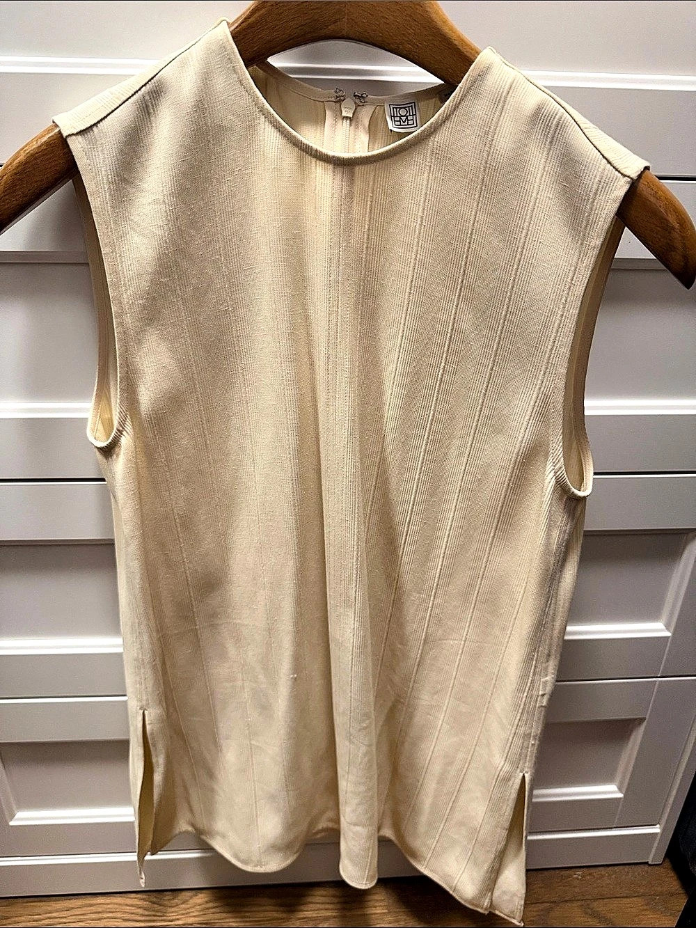 Toteme Woven Stripe Top Striped Tank Top in Cream Size 32
